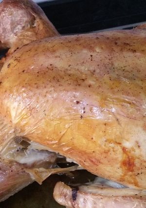 A picture of Christmas turkey with stuffing.