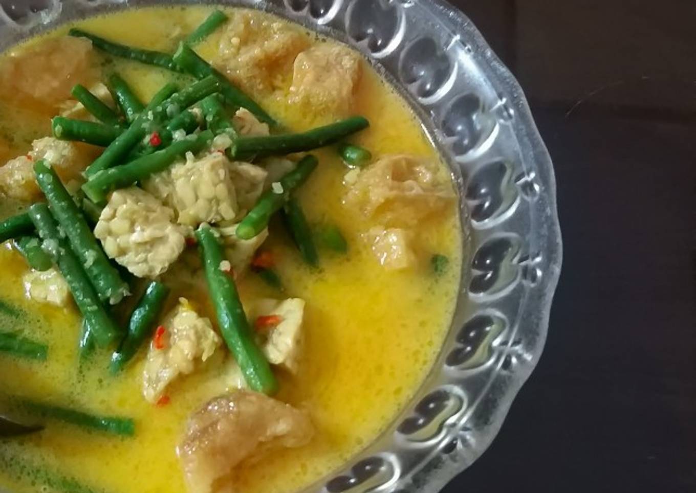 Gulai kacang panjang, tempe, krecek