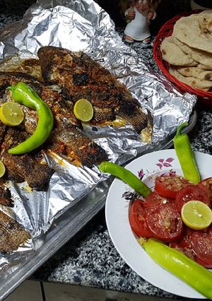 صورة لوصفة سمك بلطي مشوي بالردة في البيت يا حلوين