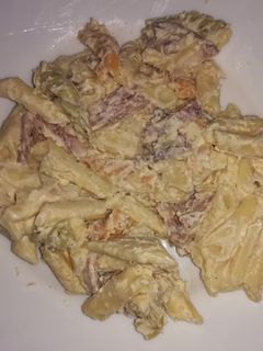 Una foto de Pasta con nata y bacon