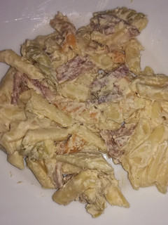 Una foto de Pasta con nata y bacon