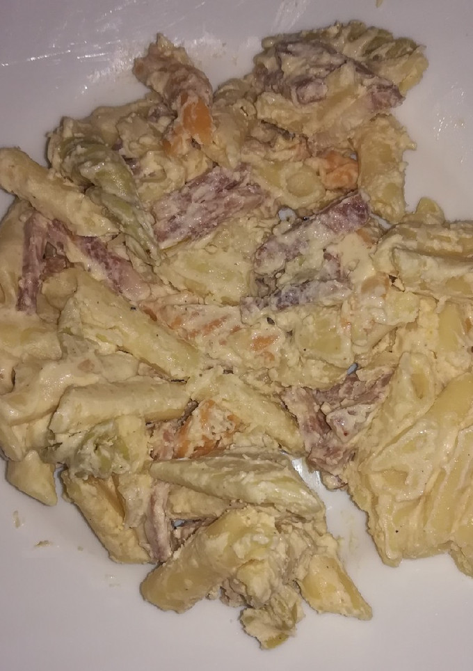 Una foto de Pasta con nata y bacon
