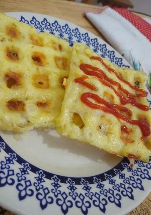Una foto de Wafles de papa, queso y cebolla sin harinas :O