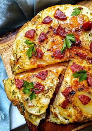 A picture of Spanish Omelette With Crispy Chorizo.