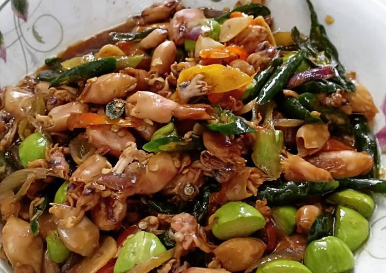 Cara Gampang memasak Cumi asin Pete nampol enak nya, Enak