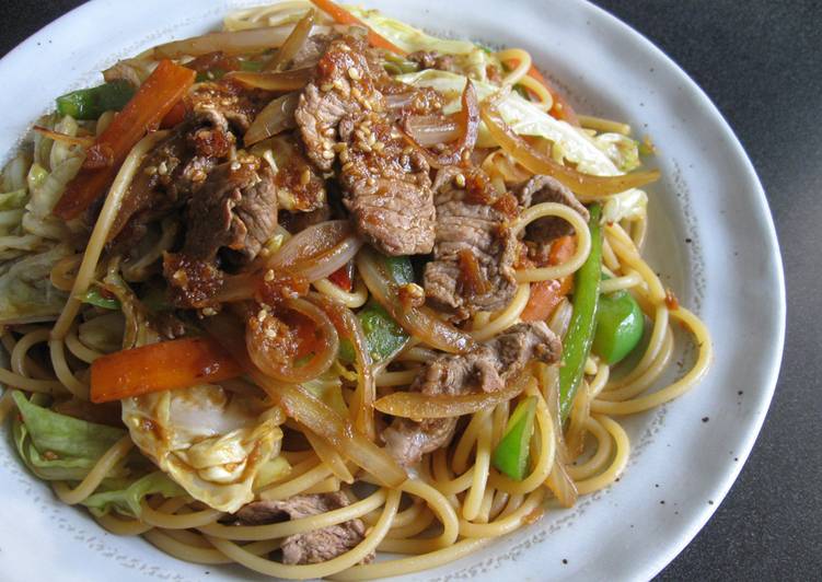 Recipe of Super Quick Homemade Yakiniku Spaghetti