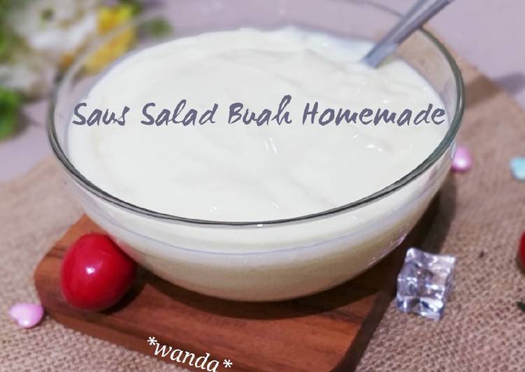Resep Saus Salad Buah lumer Homemade (tanpa mayonaise, SKM &amp; yogurt) Sempurna