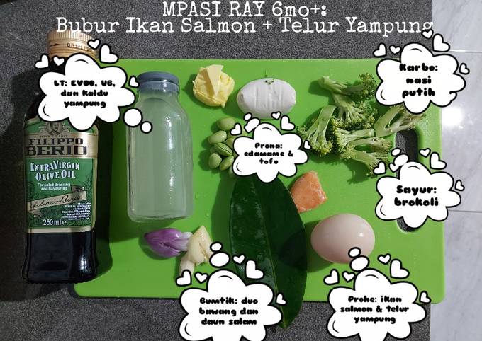 Mpasi Ray 6mo+: Bubur Ikan Salmon & Telur Yampung