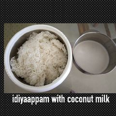 A picture of Idiyappam with coconut milk.