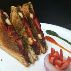 A picture of Bombay Beetroot Masala (BBM)Sandwich with Paneer.