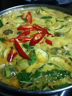 รูปของ แกงเผ็ดไก่ใส่มะเขือเปราะ