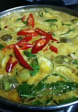 รูปของ แกงเผ็ดไก่ใส่มะเขือเปราะ