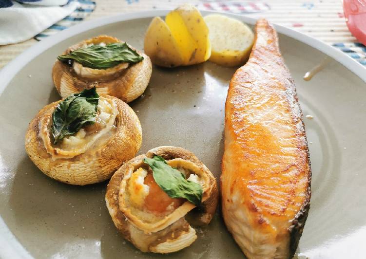 Champiñones rellenos al horno