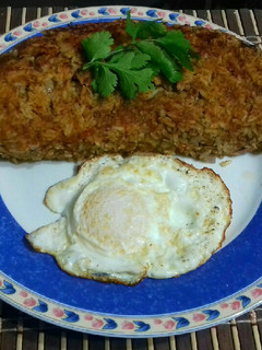 Una foto de Tacu tacu de Arroz con Lentejas