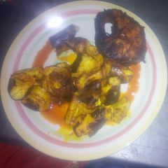 A picture of Roasted Plantain and Fish.