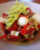 Pimiento asado con  mozzarella y semillas