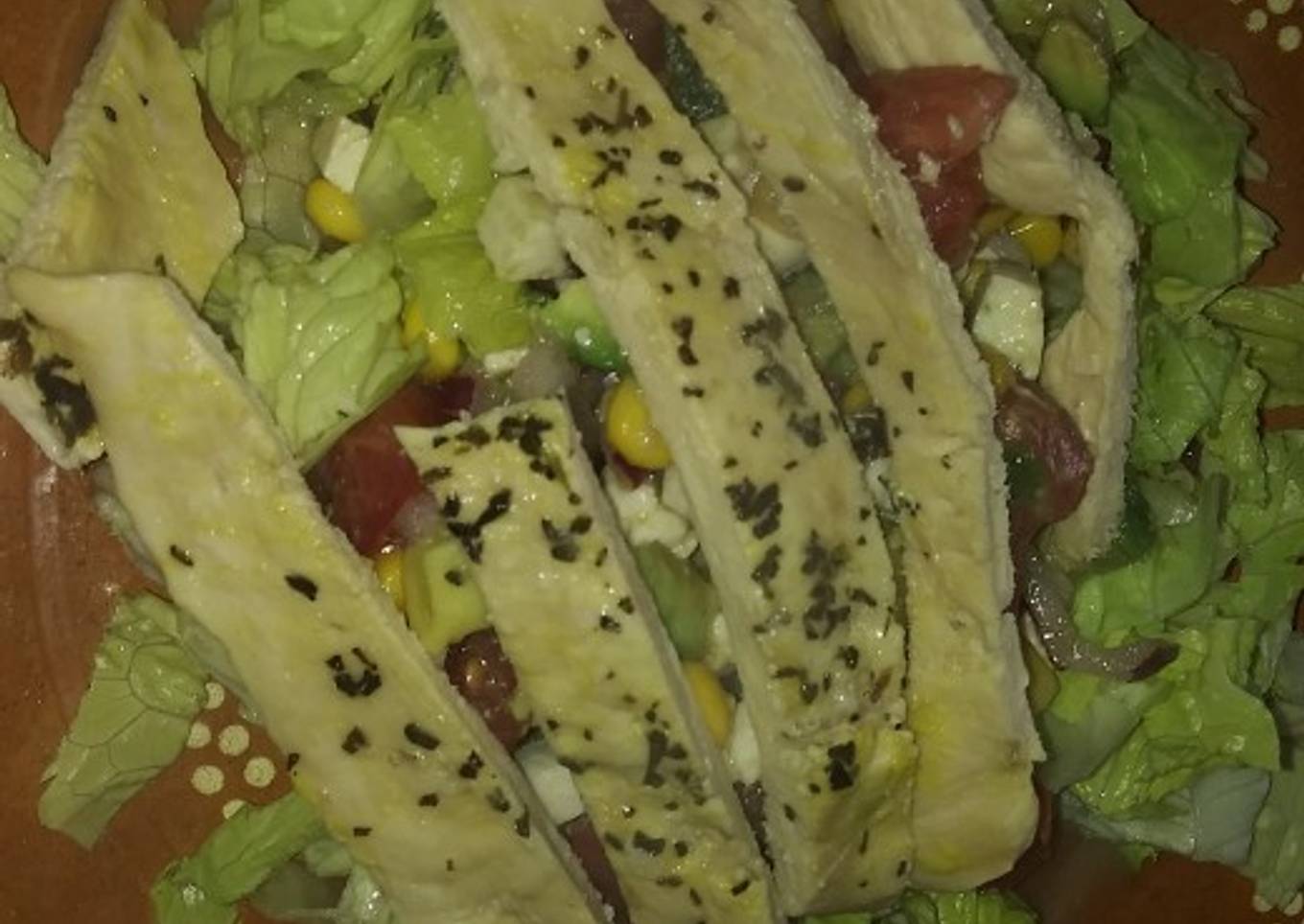 Ensalada de lechuga y pollo a la mostaza 🍗