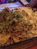 Nachos with Ground Beef, Cheeses, and Guacamole