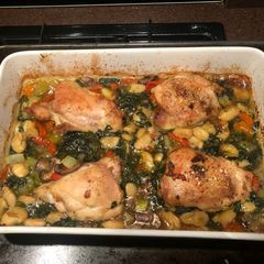 A picture of Chicken & butter bean bake.