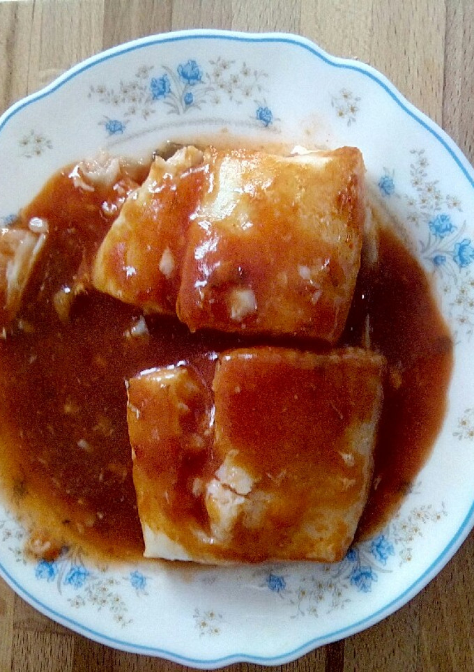 Una foto de Bacalao con tomate al microondas