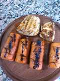 Pollo marinado y zanahorias rellenas