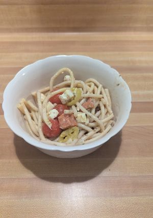 A picture of Greek noodles.