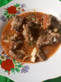 A picture of Kenyan goat meat stew.