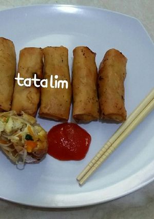 Foto resep Spring Roll Stir Enoki With Scramble Egg