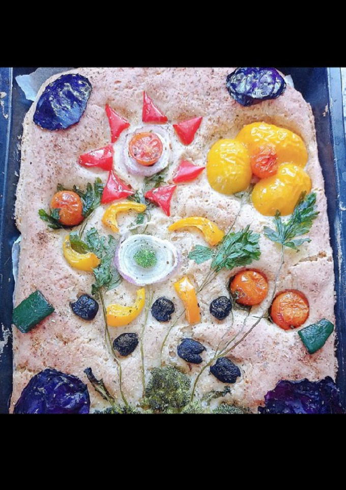 Una foto de Focaccia decorada 🖼️🎨 sin gluten
