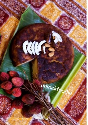 A picture of KAKHARU PODA PITHA (pumpkin cake).