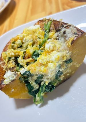 Una foto de Calabaza gratinada rellena