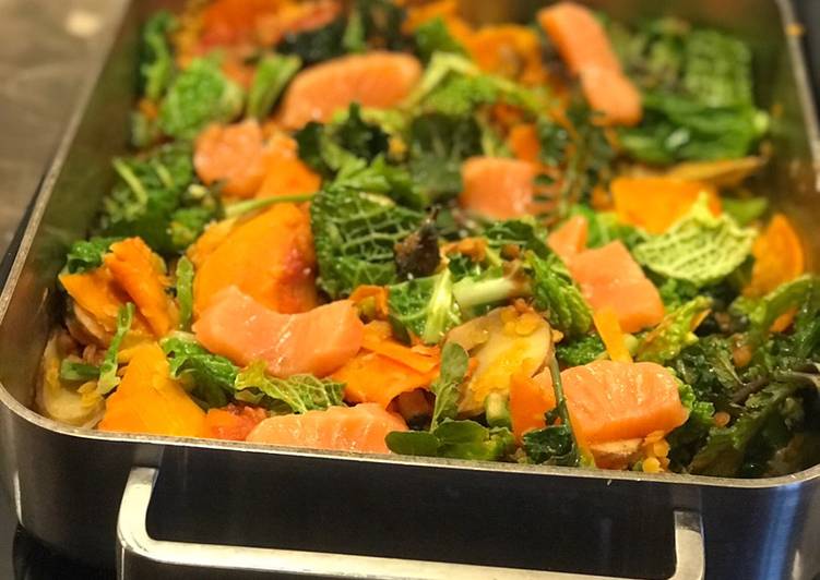 Recipe: Delicious Stegte jordskokker og gulerødder med savoykål og lidt
mere