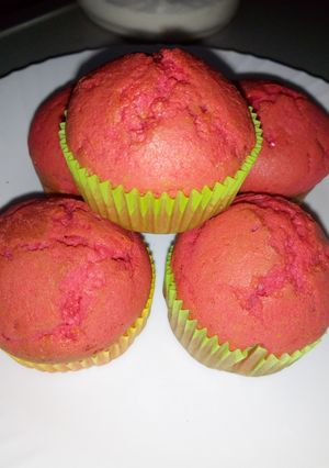 A picture of Red velvet muffins#my Valentine's recipe#author marathon.