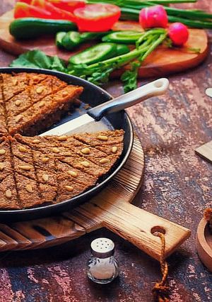 A picture of Kibbeh bil Sanieh (Baked Kibbeh).