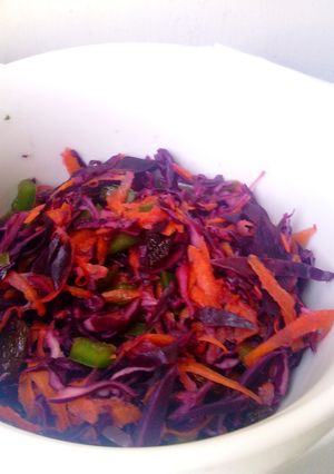 A picture of Purple Cabbage Raisins Salad.