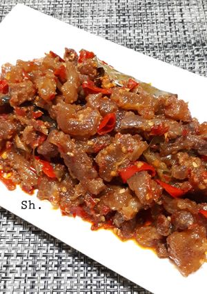 Foto resep Oseng kikil pedas (mercon kikil)