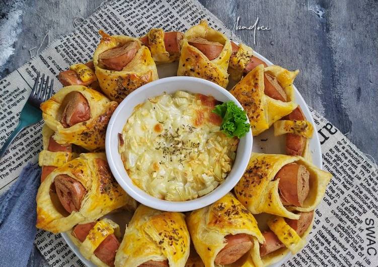 Olahan Sosis selimut pastry (dengan cocolan Mozzarella) | Langkah Membuat Sosis selimut pastry (dengan cocolan Mozzarella) Yang Menggugah Selera
