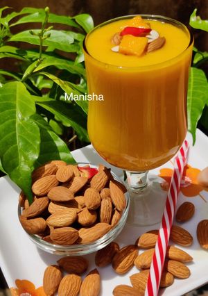 A picture of Almonds Mango Milkshake.