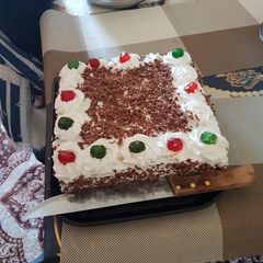 A picture of Black forest cake.