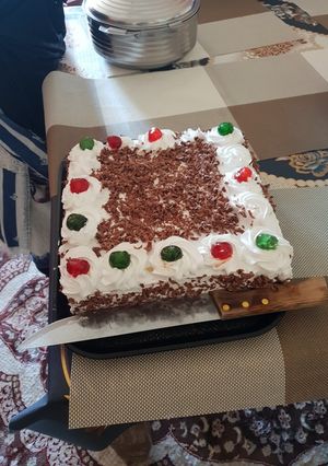 A picture of Black forest cake.