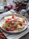 Macerated Strawberry Grapes and Cream Crepes