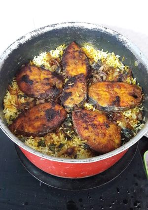 A picture of Fish Biryani.