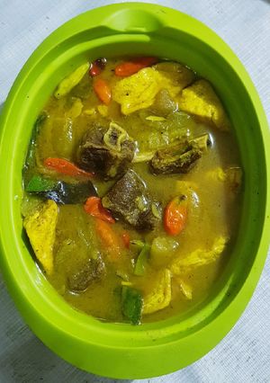 Foto resep Asem asem iga sapi campur tahu goreng