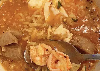 Resep Mudah Kreasi ramen instan, Shin ramyun bakso n udang Mantul Banget