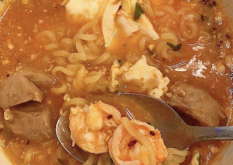 Resep Kreasi ramen instan, Shin ramyun bakso n udang Anti Gagal