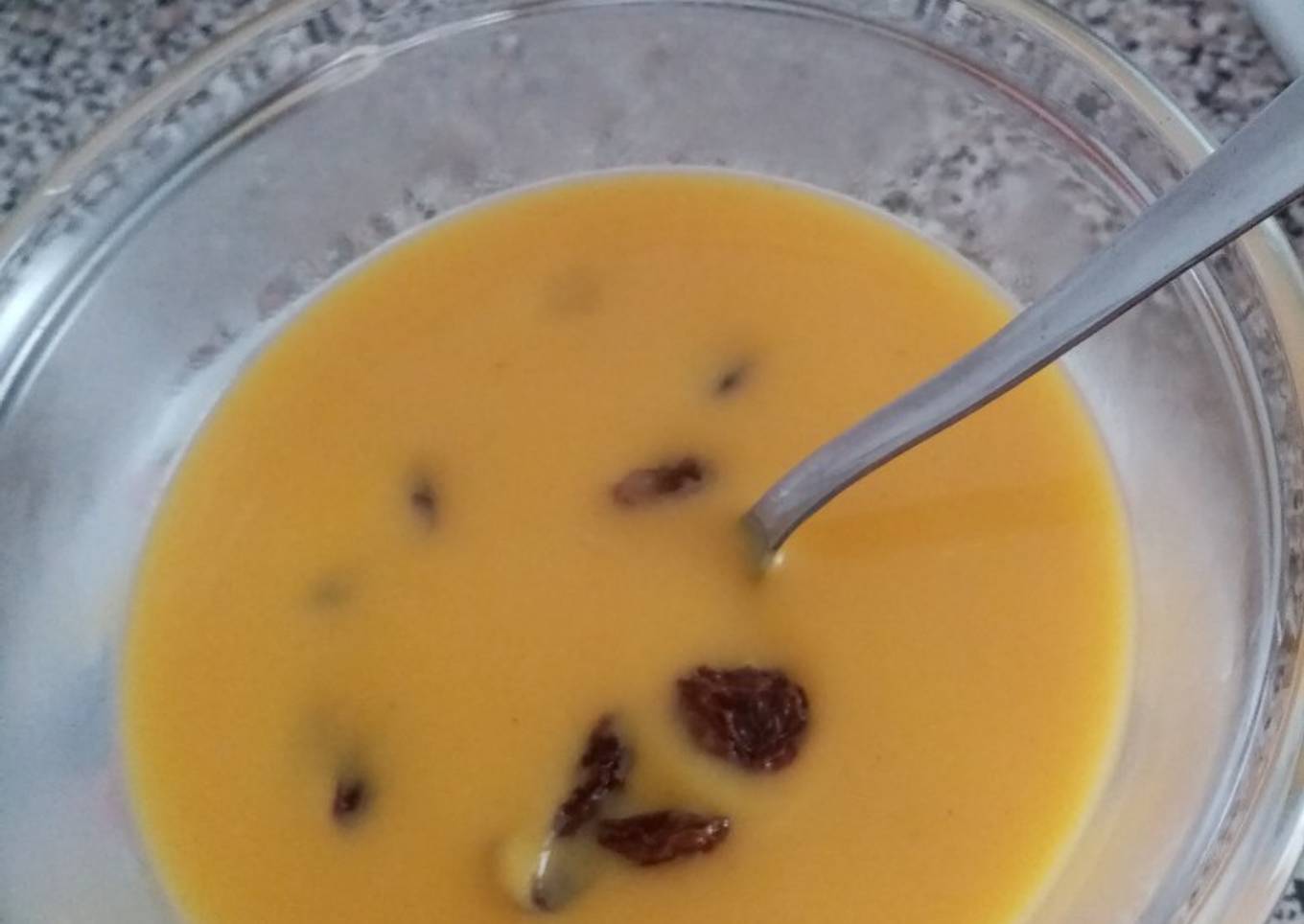 Crema de calabaza con pasas