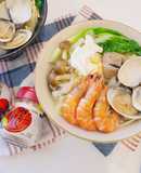 簡單做「鍋燒海鮮意麵」鰹魚湯頭好鮮甜！！