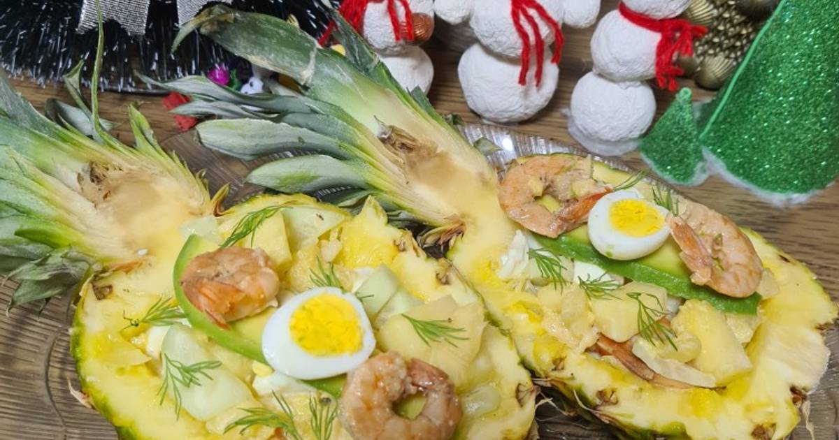 Салат с креветками и ананасами, пошаговый рецепт на ккал, фото, ингредиенты - ♥ОЛЯ :)♥