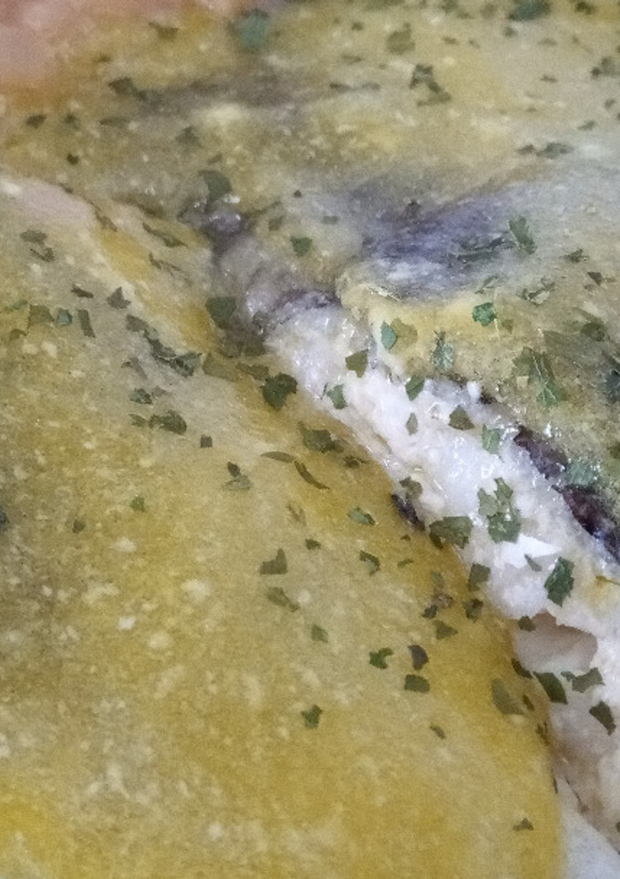 Una foto de Bacalao Skrei al cava con manzana en su pil pil