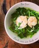 Canh rau xà lách son tôm tươi